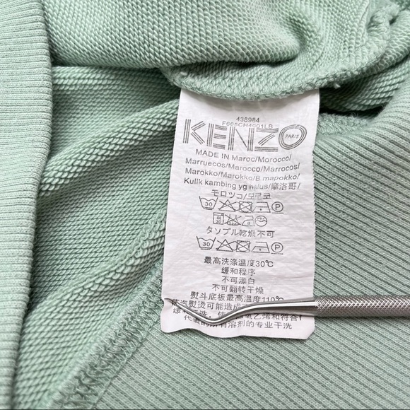 RARE Kenzo Paris Tiger Mint Green Embroidered Organic Terry Crewneck Sweater - Picture 14 of 16